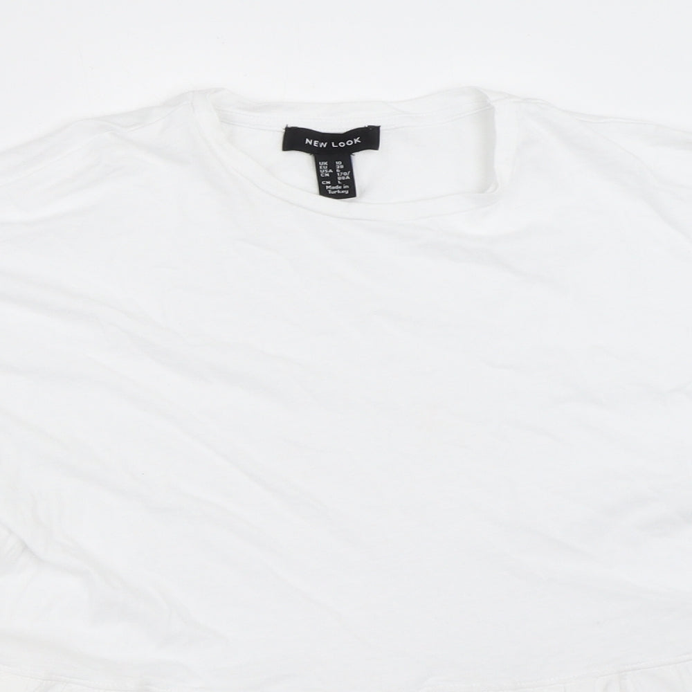 Womens UK Size 10 New Look White Basic T-Shirt