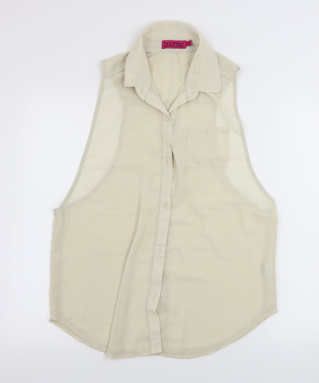 Boohoo  Womens Beige   Basic Button-Up Size 12