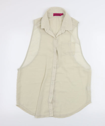 Boohoo  Womens Beige   Basic Button-Up Size 12