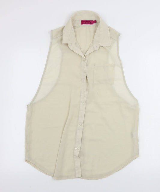 Boohoo  Womens Beige   Basic Button-Up Size 12
