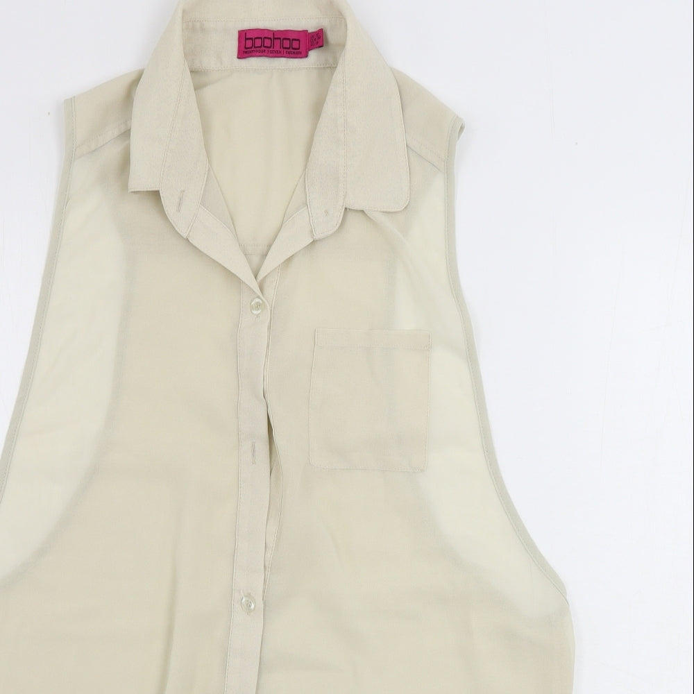 Boohoo  Womens Beige   Basic Button-Up Size 12
