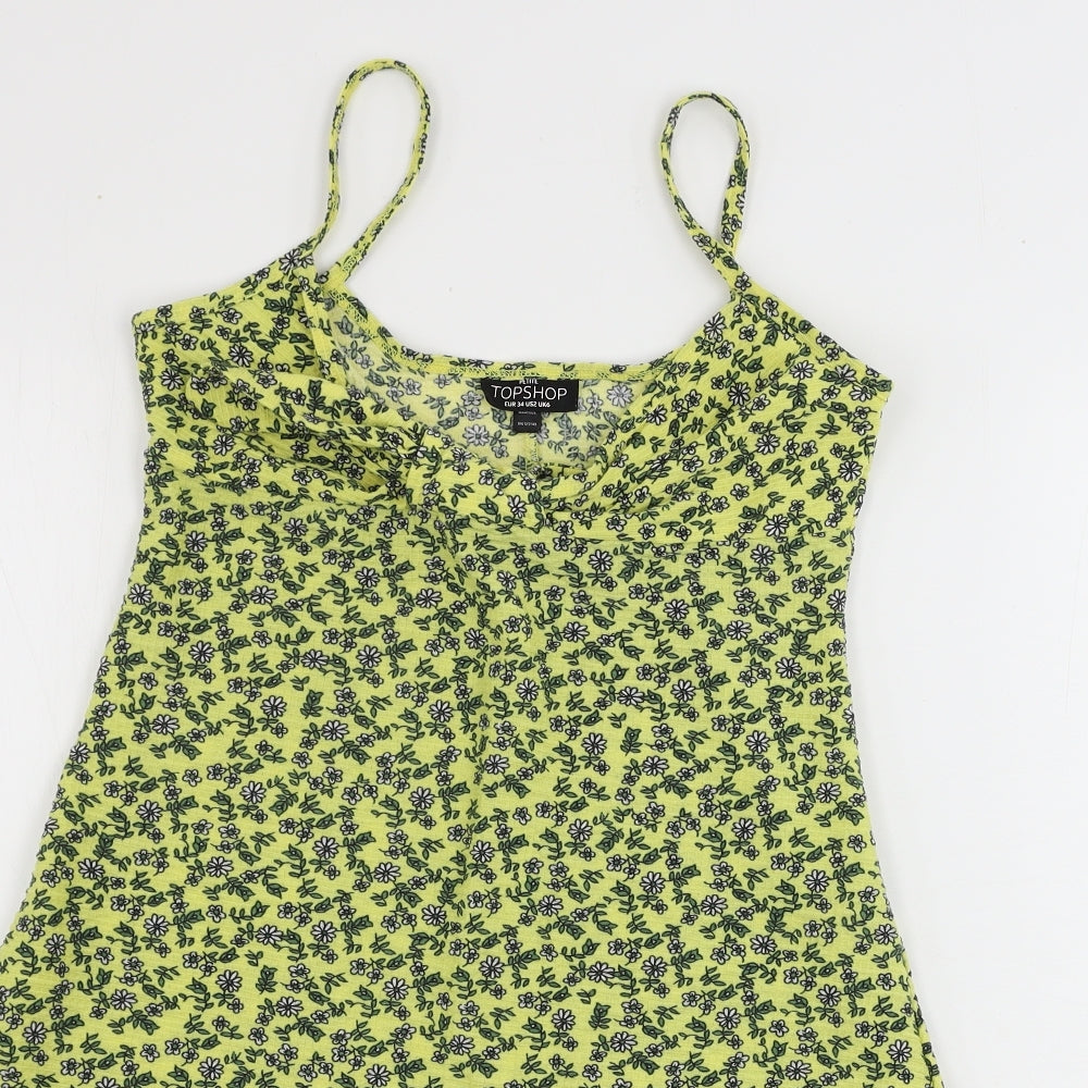 Womens UK Size 6 Topshop Yellow Basic Tank