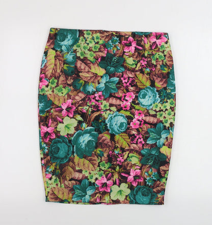 dan ling  Womens Green Floral  Bandage Skirt Size 32 in