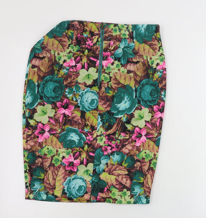 dan ling  Womens Green Floral  Bandage Skirt Size 32 in