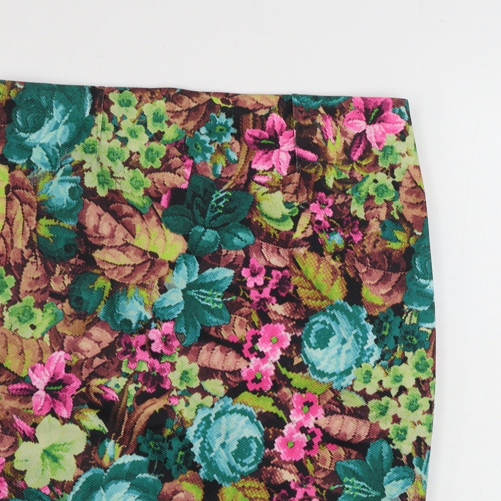 dan ling  Womens Green Floral  Bandage Skirt Size 32 in