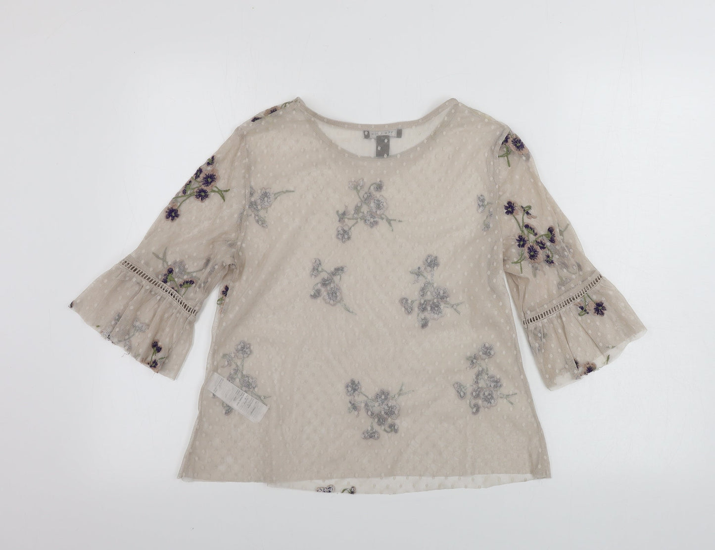 Womens UK Size 8 New Look Beige Basic T-Shirt