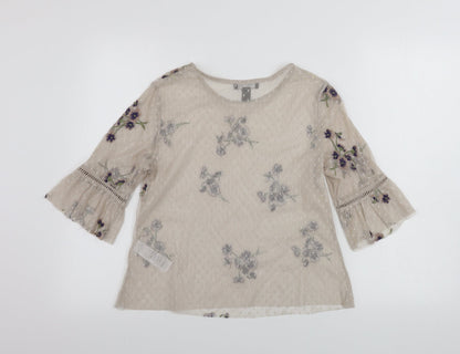 Womens UK Size 8 New Look Beige Basic T-Shirt