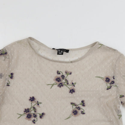 Womens UK Size 8 New Look Beige Basic T-Shirt