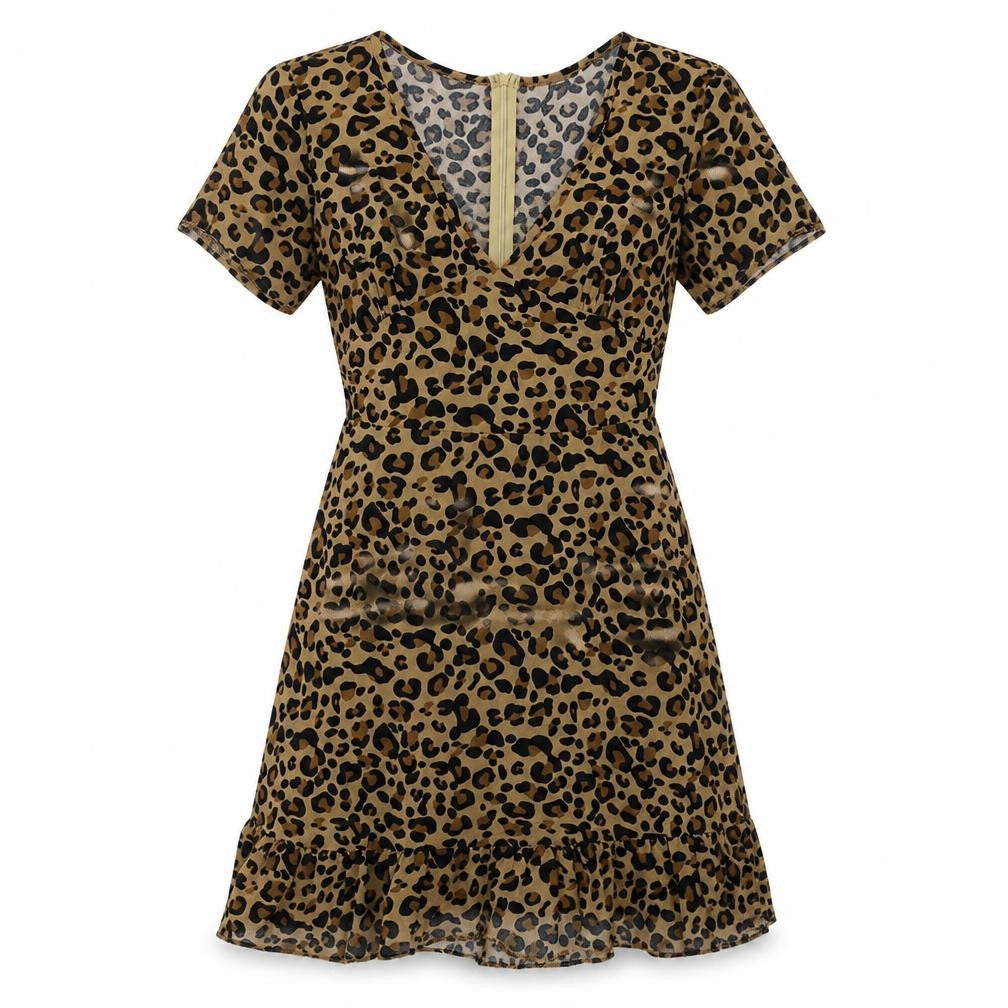 Front view of women’s brown animal print bodycon, size M