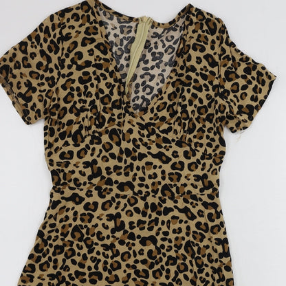 Preworn  Womens Brown Animal Print  Bodycon  Size M