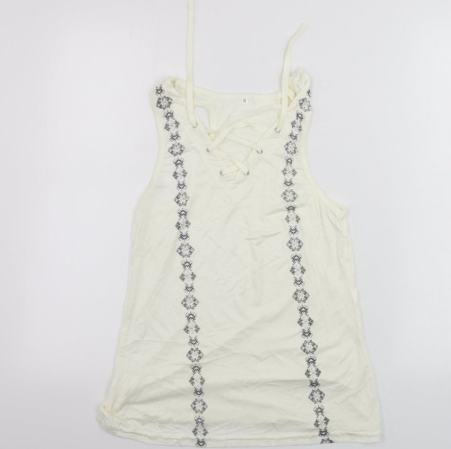 Womens UK Size S Preworn White Basic Tank