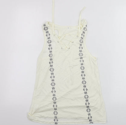 Womens UK Size S Preworn White Basic Tank