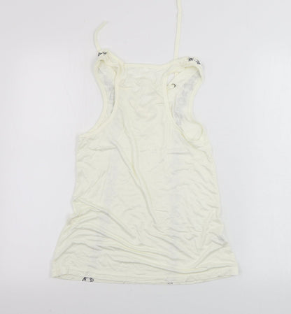 Womens UK Size S Preworn White Basic Tank