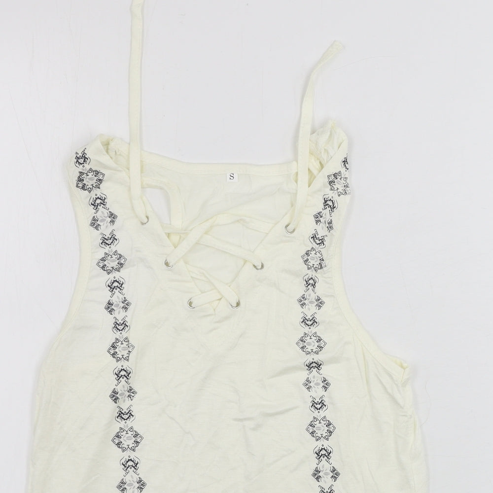 Womens UK Size S Preworn White Basic Tank