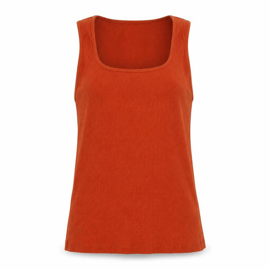 Front view of Peacocks women’s orange basic tank, size UK 12