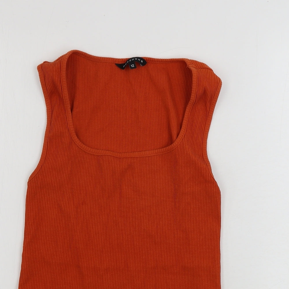 Womens UK Size 12 Peacocks Orange Basic Tank