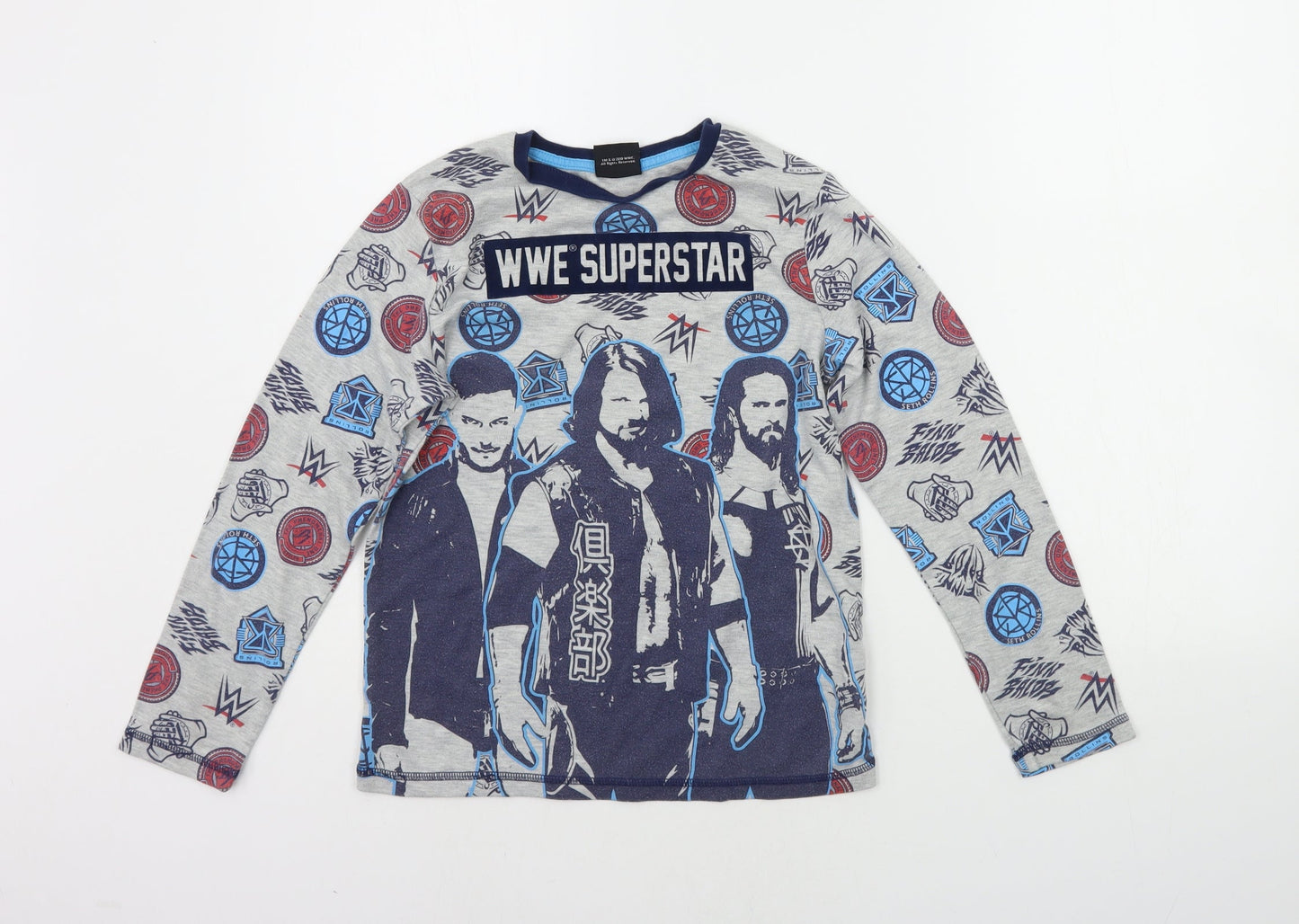 George Girls Grey Geometric  Top Pyjama Top Size 10-11 Years  - wwe