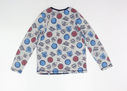 George Girls Grey Geometric  Top Pyjama Top Size 10-11 Years  - wwe