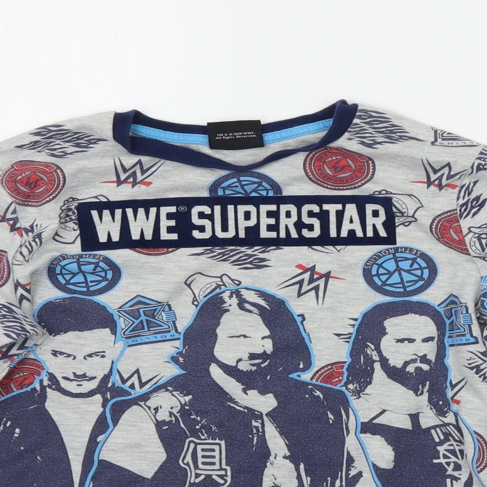 George Girls Grey Geometric  Top Pyjama Top Size 10-11 Years  - wwe