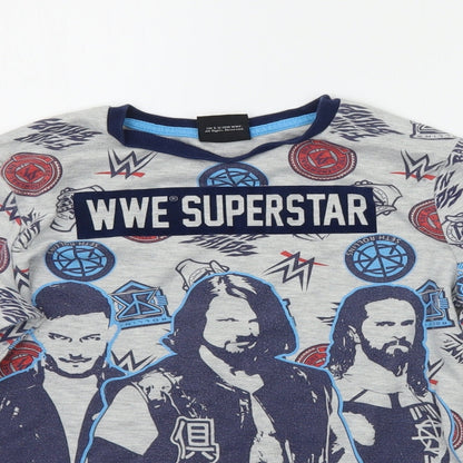 George Girls Grey Geometric  Top Pyjama Top Size 10-11 Years  - wwe