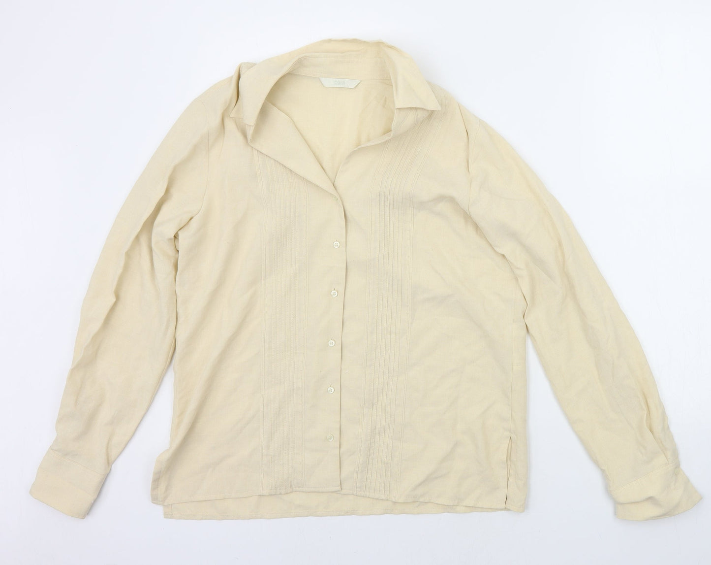 Womens UK Size 12 Marks and Spencer Beige Basic Button-Up