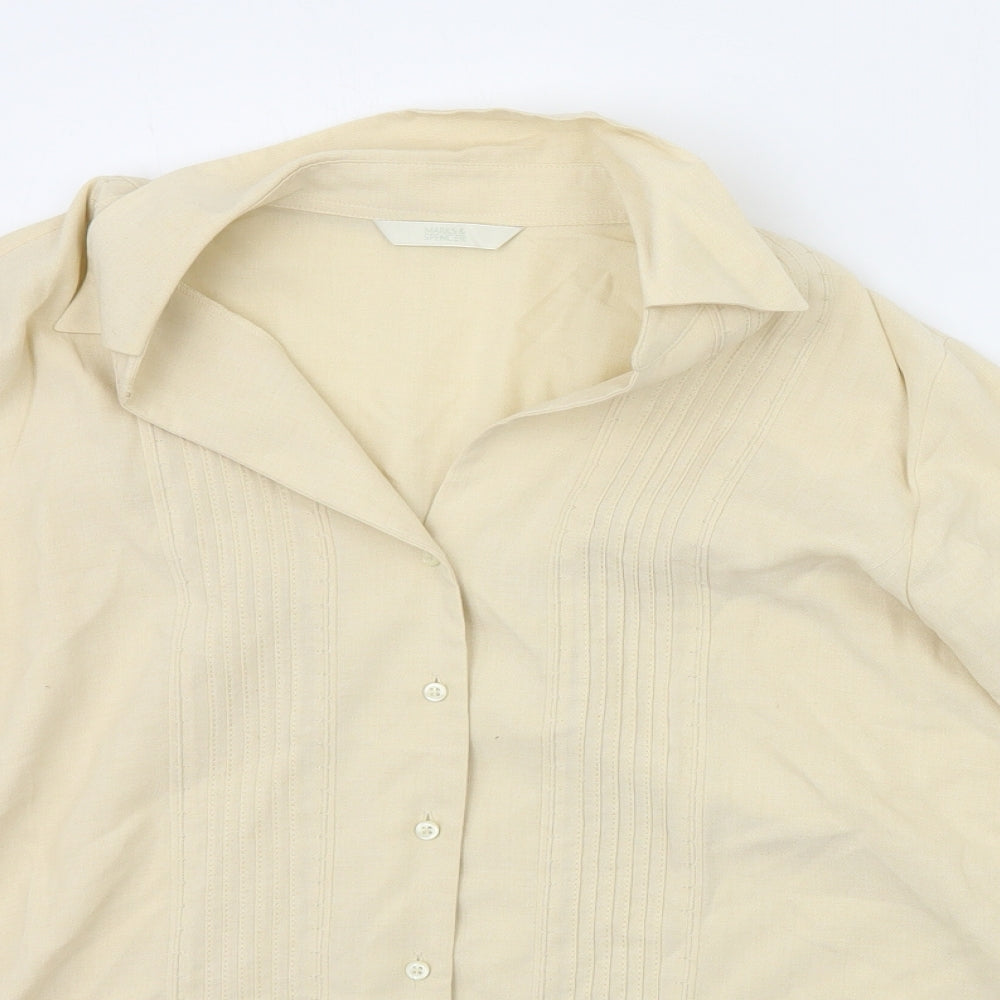 Womens UK Size 12 Marks and Spencer Beige Basic Button-Up