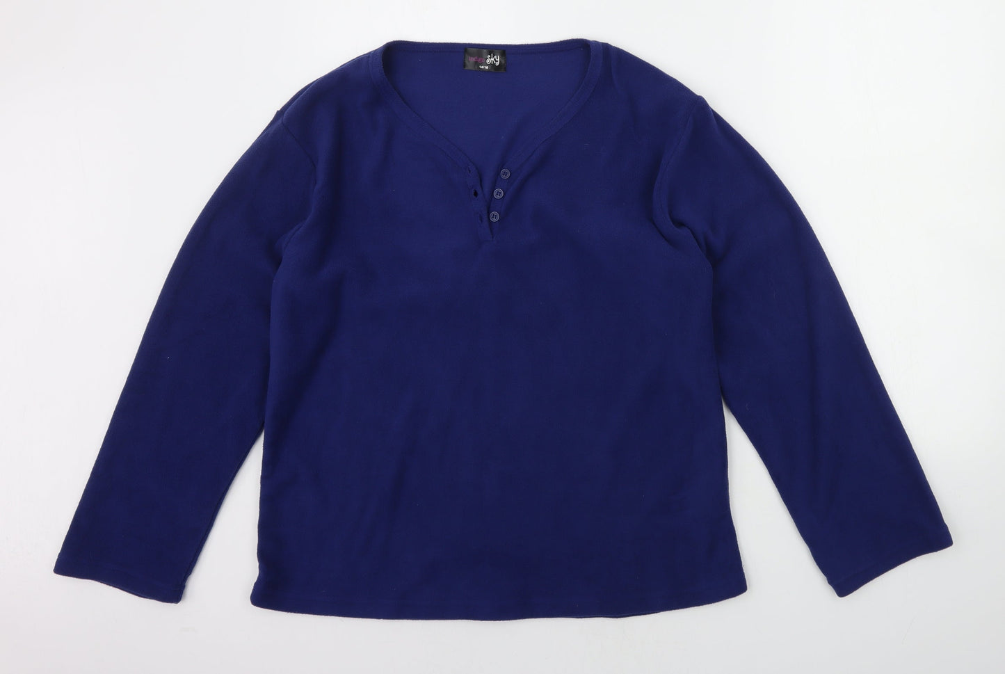 Indigo Womens Blue Solid  Top Pyjama Top Size 14
