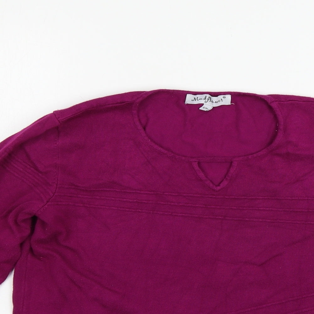 Womens UK Size M Mud Flower Purple Pullover Jumper