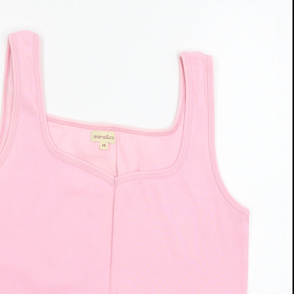 jeans &co Womens Pink   Basic Tank Size 16