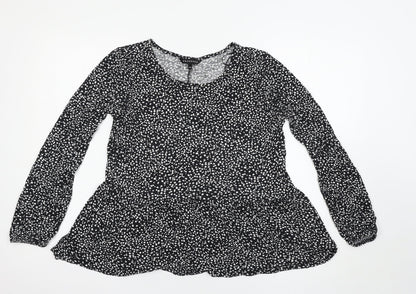 Womens UK Size 14 Peacocks Black Basic T-Shirt