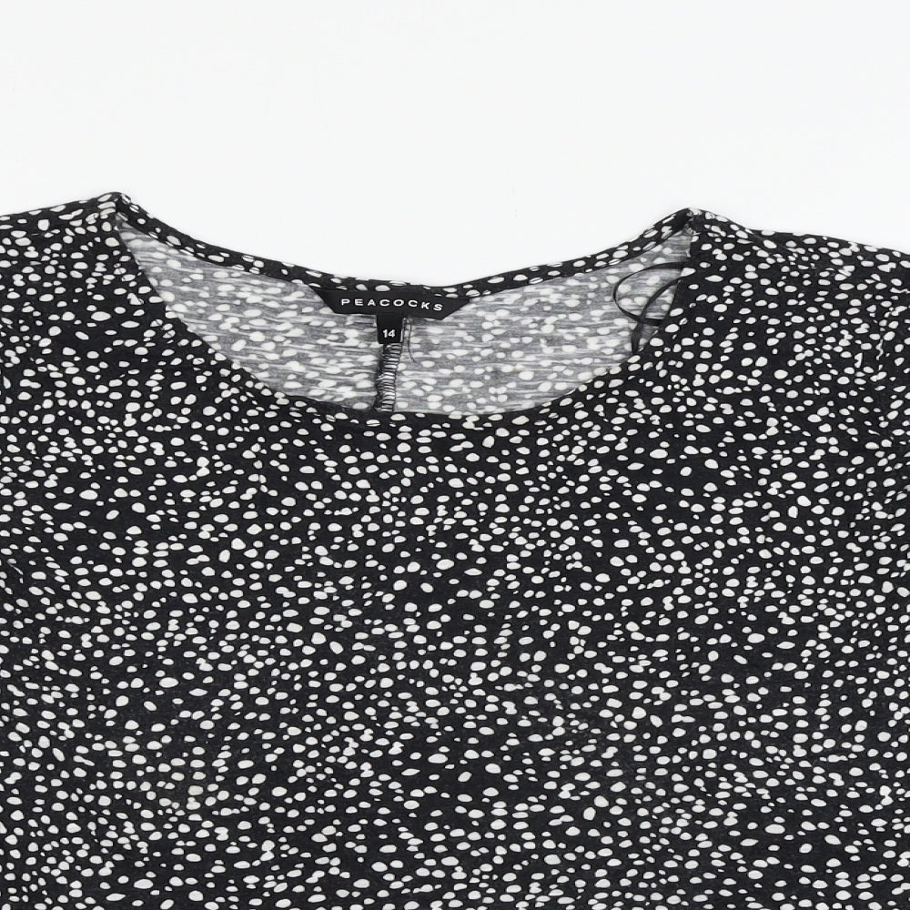 Womens UK Size 14 Peacocks Black Basic T-Shirt