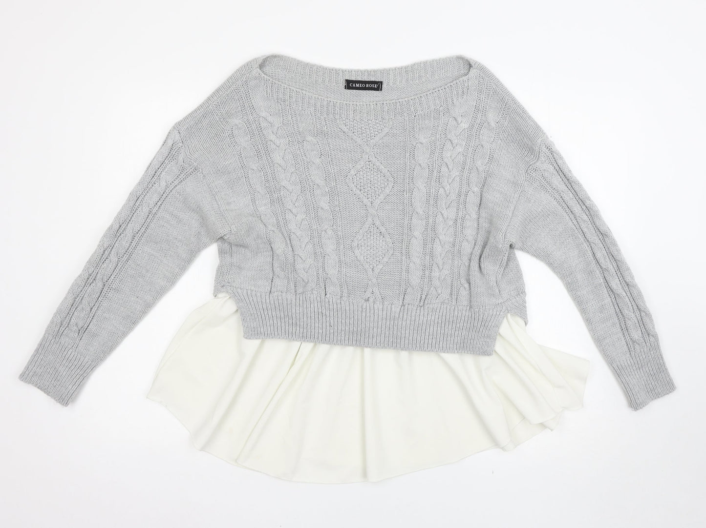 Womens UK Size M cameo rose Grey Pullover Jumper