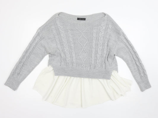 Womens UK Size M cameo rose Grey Pullover Jumper