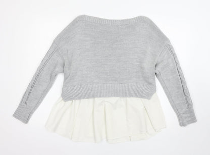 Womens UK Size M cameo rose Grey Pullover Jumper