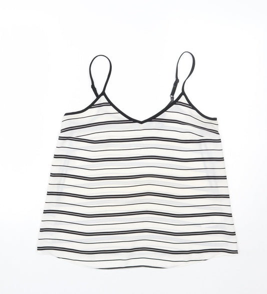Primark Womens White Striped  Basic Tank Size 10