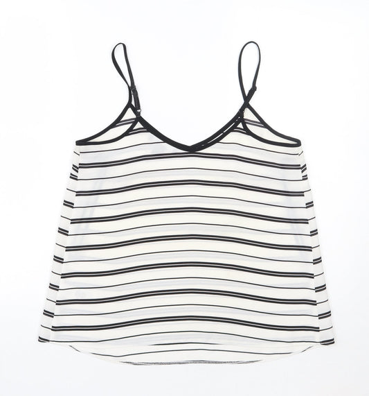 Primark Womens White Striped  Basic Tank Size 10