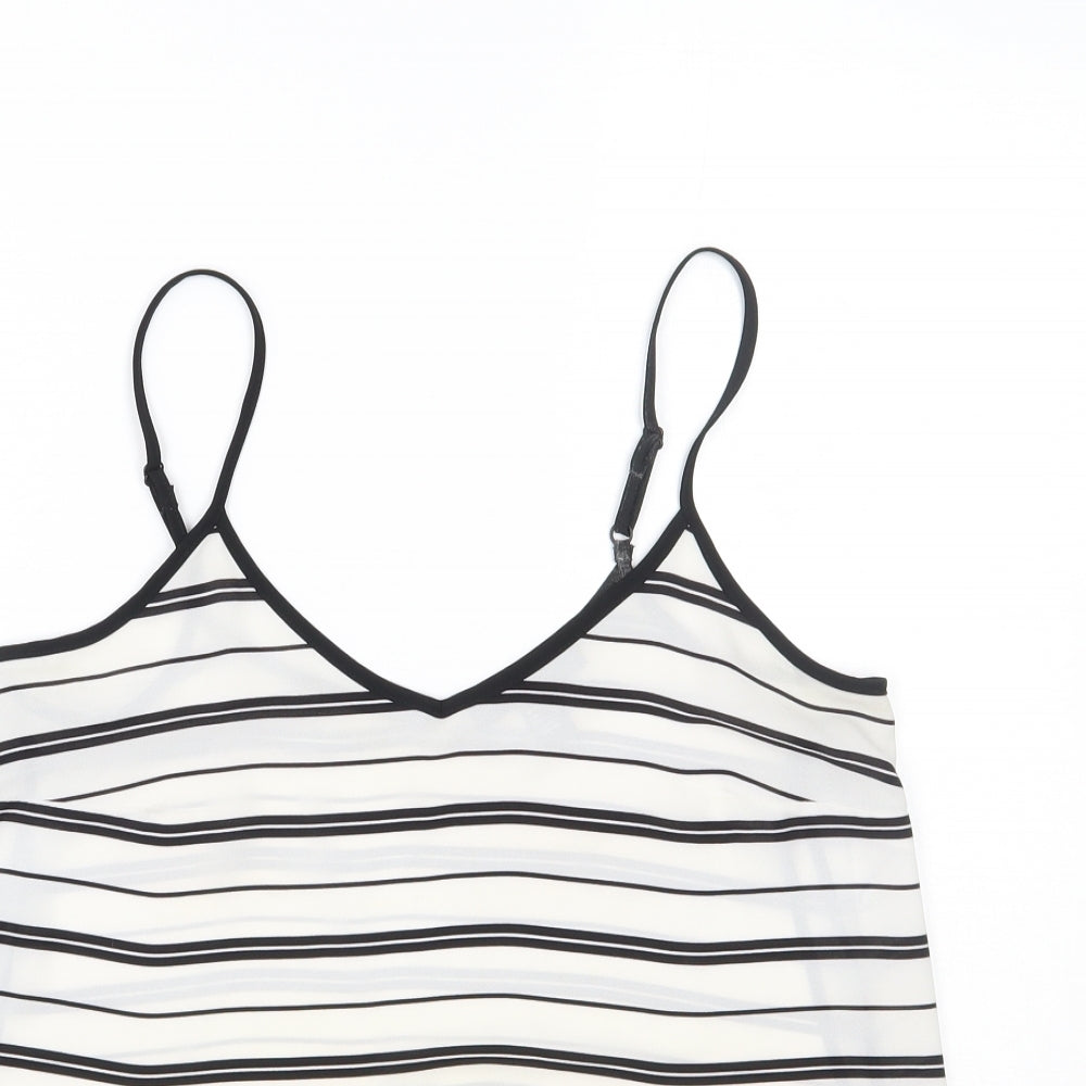 Primark Womens White Striped  Basic Tank Size 10