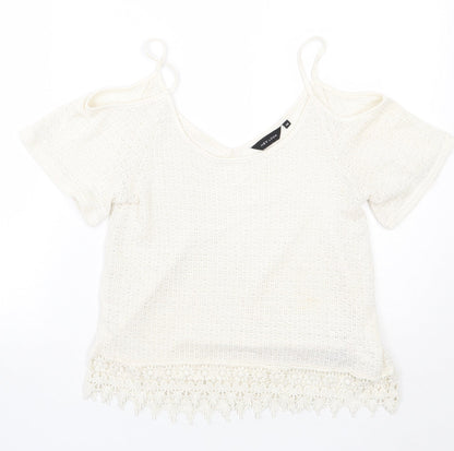 Womens UK Size 10 Newlook White Basic T-Shirt