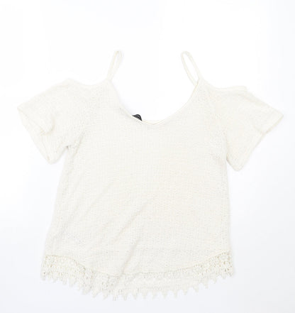 Womens UK Size 10 Newlook White Basic T-Shirt