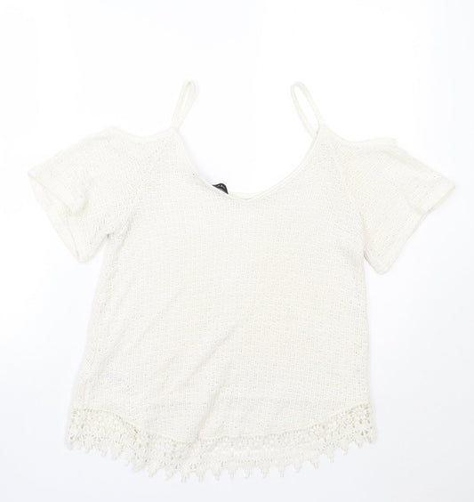 Womens UK Size 10 Newlook White Basic T-Shirt