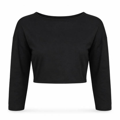 Womens UK Size 10 Primark Black Cropped T-Shirt
