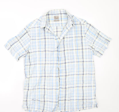 Mens UK Size M BHS Blue  Button-Up Short Sleeve Casual Shirt
