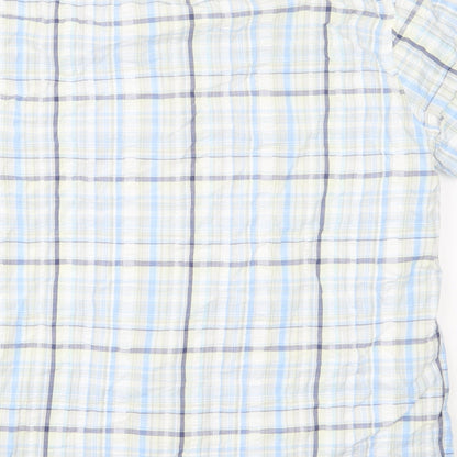 Mens UK Size M BHS Blue  Button-Up Short Sleeve Casual Shirt