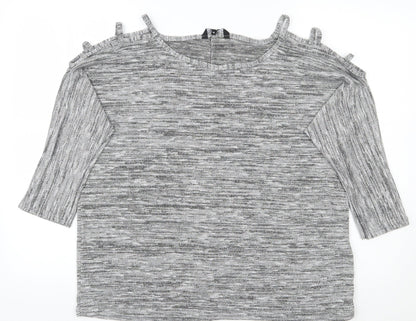 Womens UK Size 14 Peacocks Grey Basic T-Shirt