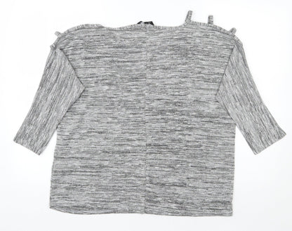 Womens UK Size 14 Peacocks Grey Basic T-Shirt