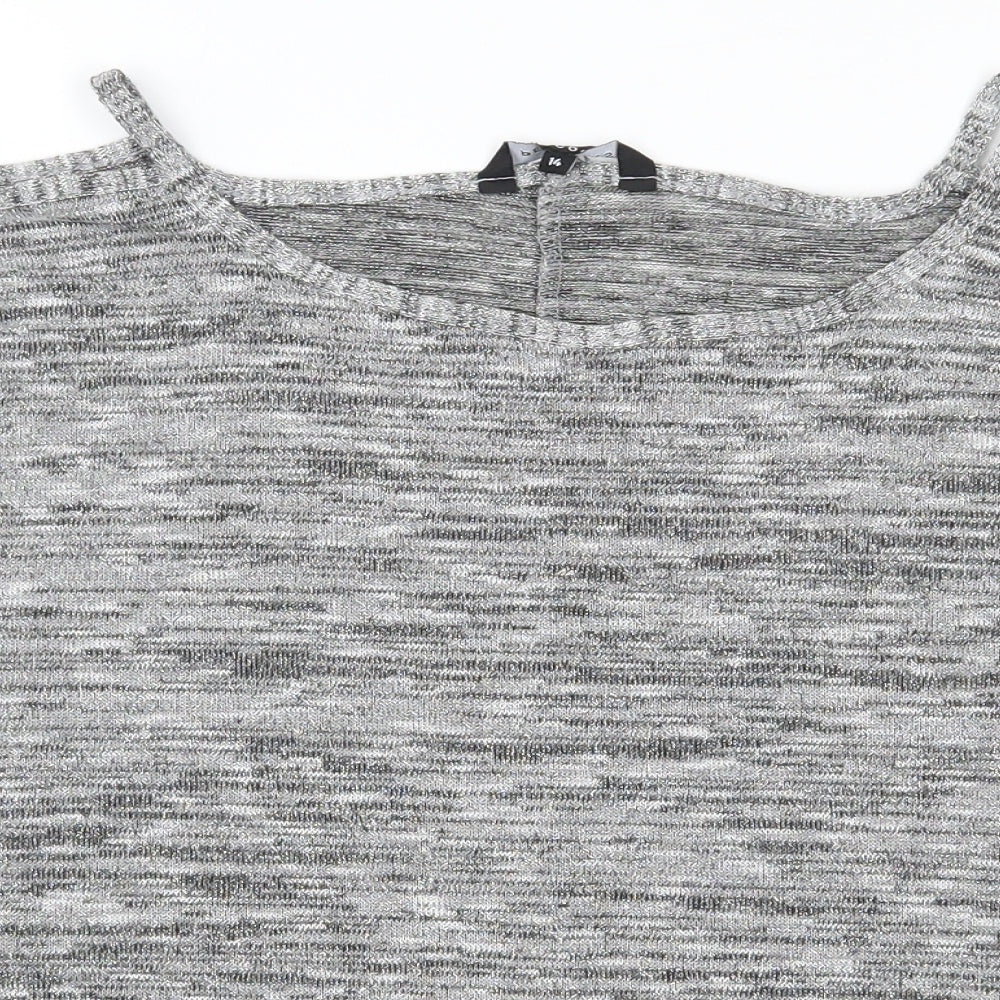 Womens UK Size 14 Peacocks Grey Basic T-Shirt