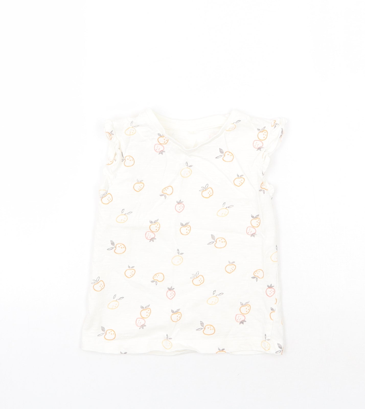 George Girls Ivory Geometric  Basic T-Shirt Size 3-4 Years