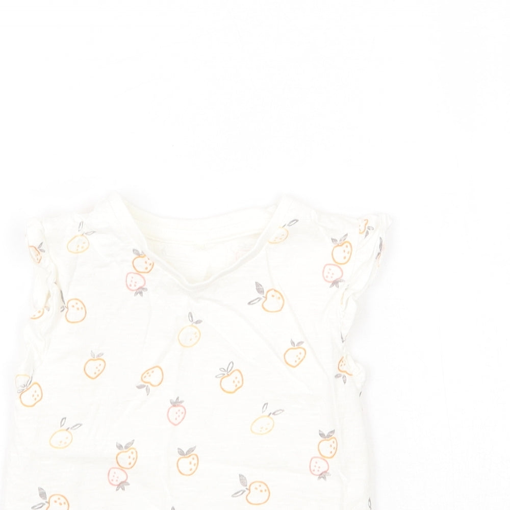 George Girls Ivory Geometric  Basic T-Shirt Size 3-4 Years