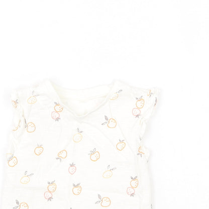 George Girls Ivory Geometric  Basic T-Shirt Size 3-4 Years
