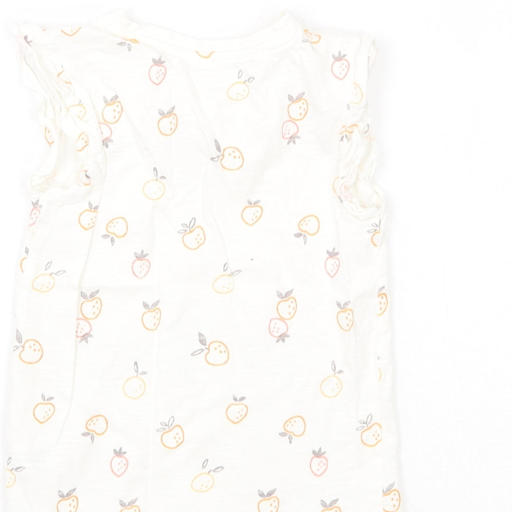 George Girls Ivory Geometric  Basic T-Shirt Size 3-4 Years
